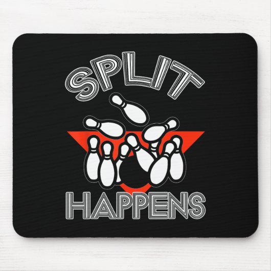 Split Happens Bowling Shirt Funny Spare Ball Team Muismat (Voorkant)