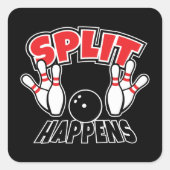 Split Happens Bowling Vierkante Sticker (Voorkant)