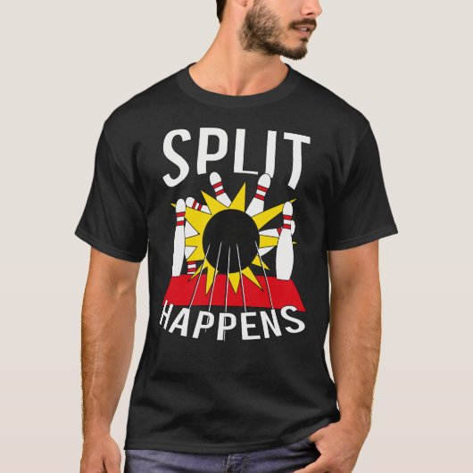 SPLIT HAPPENS FUNNY BOWLING T-SHIRT (Voorkant)
