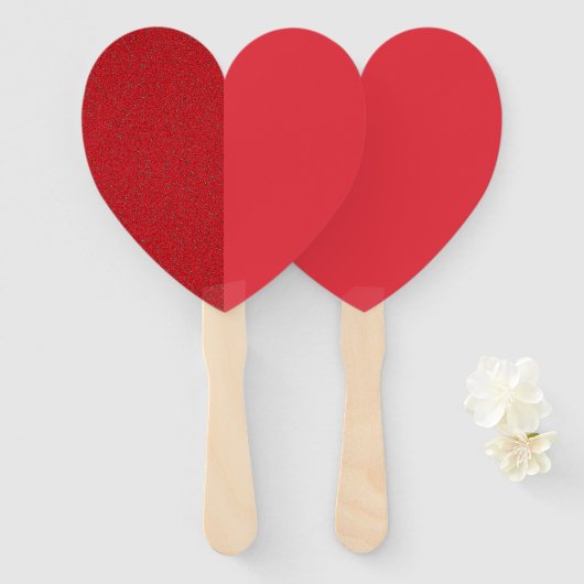 Split Heart Fan – Gefextureerd & Glad Tomaat Rood Handwaaier (Voorkant en achterkant)