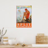 Split, Joegoslavië, meisje op de rots bij de zee Poster (Keuken)