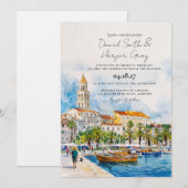 Split Kroatië Adriatische Waterverf Uitnodiging (Voorkant / Achterkant)