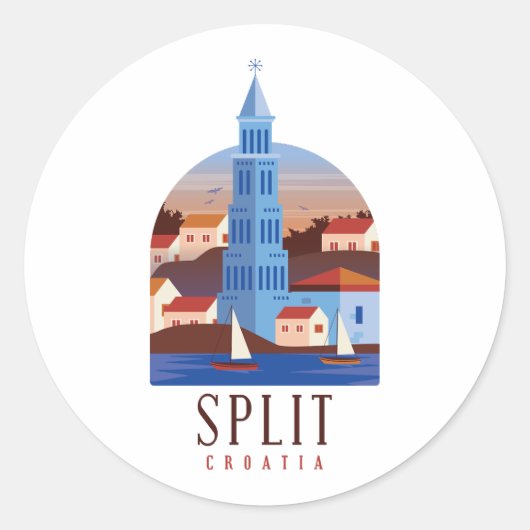 Split Kroatië Dalmatia  Ronde Sticker (Voorkant)