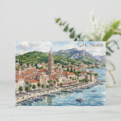 Split Kroatië Dalmatië Balkan Aquarel Kunst Uitzic Kaart (Staand voorkant)