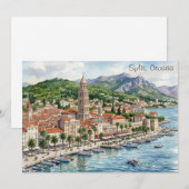Split Kroatië Dalmatië Balkan Aquarel Kunst Uitzic Kaart (Voorkant / Achterkant)