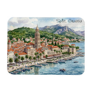 Split Kroatië Dalmatië Balkan Aquarel Kunst Uitzic Magneet