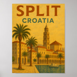  Split Kroatië Dalmatië Reizen Poster