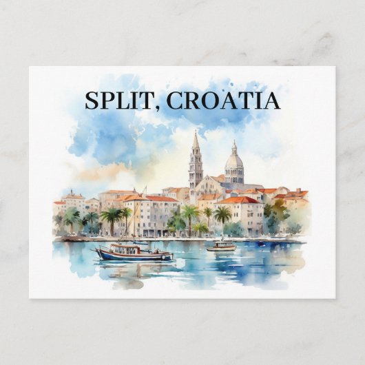 Split Kroatië Dalmatië Waterverf Briefkaart (Voorkant)