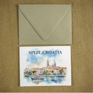 Split Kroatië Dalmatië Waterverf Briefkaart