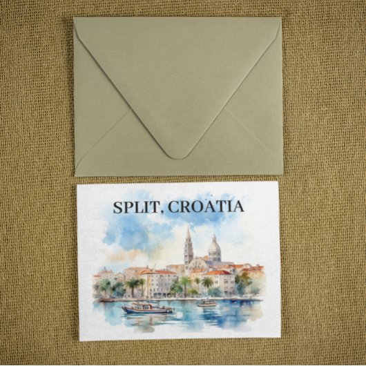 Split Kroatië Dalmatië Waterverf Briefkaart