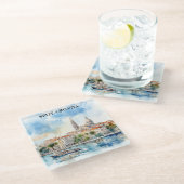 Split Kroatië Dalmatië Waterverf Glazen Onderzetter (Schuin)