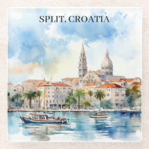 Split Kroatië Dalmatië Waterverf Glazen Onderzetter