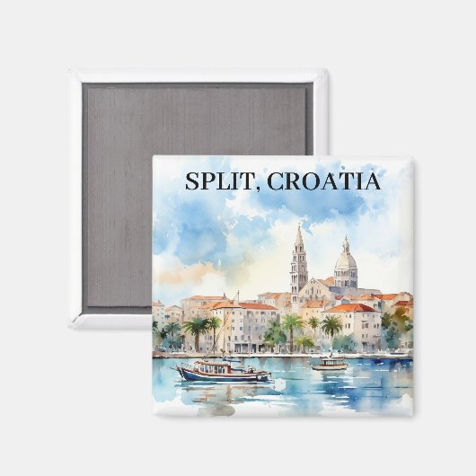 Split Kroatië Dalmatië Waterverf Magneet (Voorkant / Achterkant)