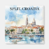 Split Kroatië Dalmatië Waterverf Magneet (Voorkant)