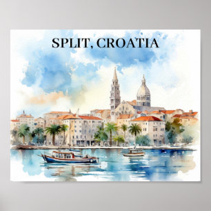 Split Kroatië Dalmatië Waterverf Poster