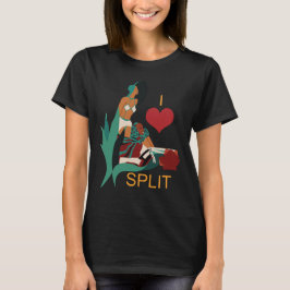 Split Kroatië Hart Illustratie Groen Reizen T-shirt