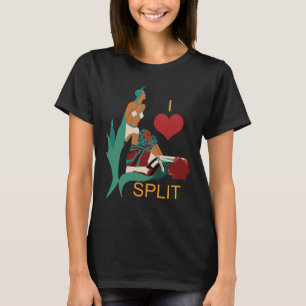 Split Kroatië Hart Illustratie Groen Reizen T-shirt