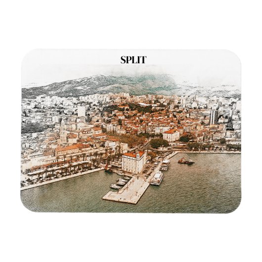 Split Kroatië haventekening Magneet (Horizontaal)