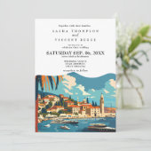 Split Kroatië Huwelijksuitnodiging Retro Kaart (Staand voorkant)