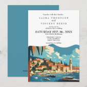 Split Kroatië Huwelijksuitnodiging Retro Kaart (Voorkant / Achterkant)