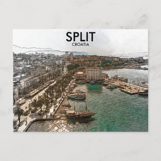 Split Kroatië Kustgebied Uitzicht Briefkaart (Voorkant)