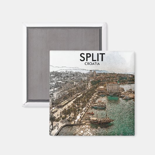 Split Kroatië Kustgebied Uitzicht Magneet (Voorkant / Achterkant)