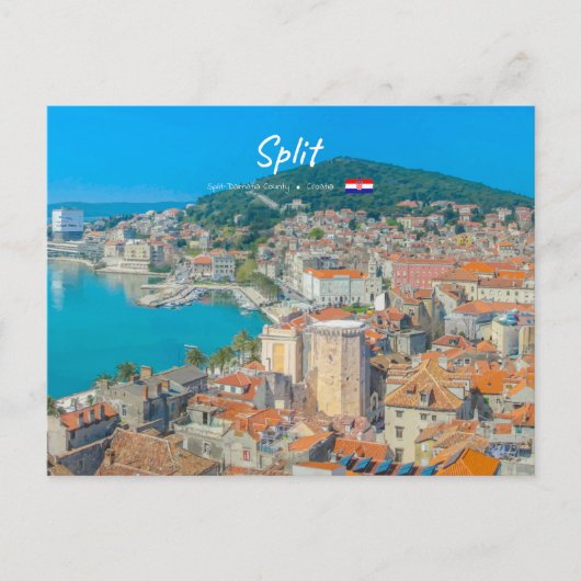 Split, Kroatië - Kuststad Briefkaart (Voorkant)