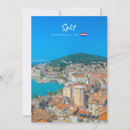 Split, Kroatië - Kuststad Kaart (Voorkant)