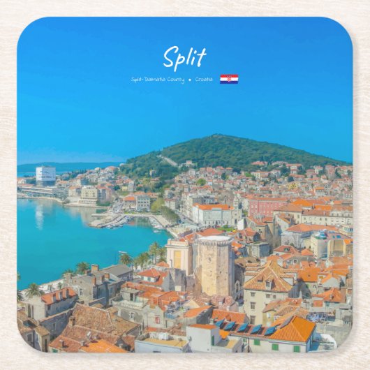 Split, Kroatië - Kuststad Kartonnen Onderzetters (Voorkant)