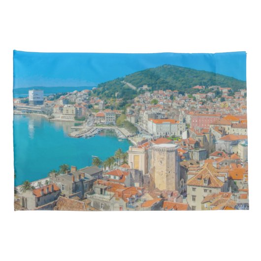 Split, Kroatië - Kuststad Kussensloop (Achterkant-Rechts)