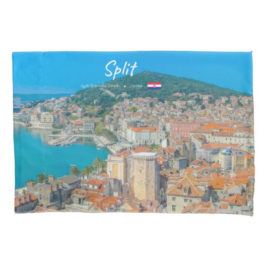 Split, Kroatië - Kuststad Kussensloop (Voorkant-Links)