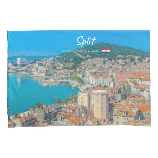 Split, Kroatië - Kuststad Kussensloop (Voorkant-Rechts)