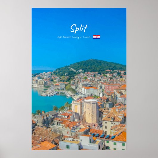 Split, Kroatië - Kuststad Poster (Voorkant)
