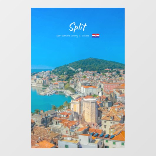 Split, Kroatië - Kuststad Raamsticker (Vel)