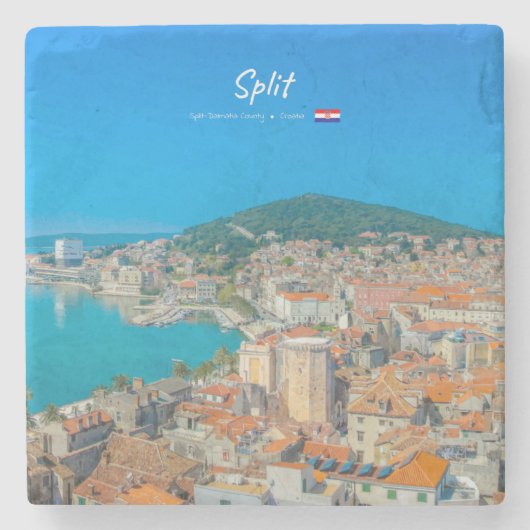 Split, Kroatië - Kuststad Stenen Onderzetter (Voorkant)