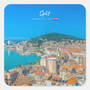 Split, Kroatië - Kuststad Vierkante Sticker
