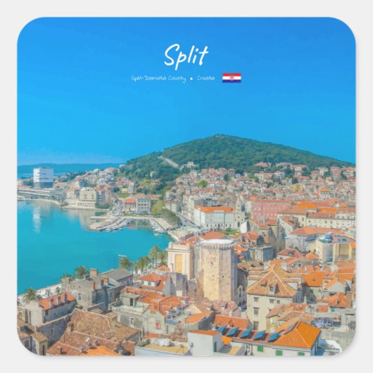 Split, Kroatië - Kuststad Vierkante Sticker (Voorkant)