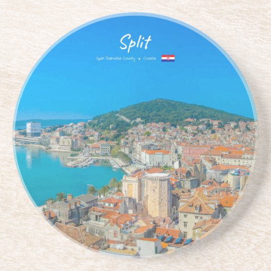 Split, Kroatië - Kuststad Zandsteen Onderzetter (Voorkant)