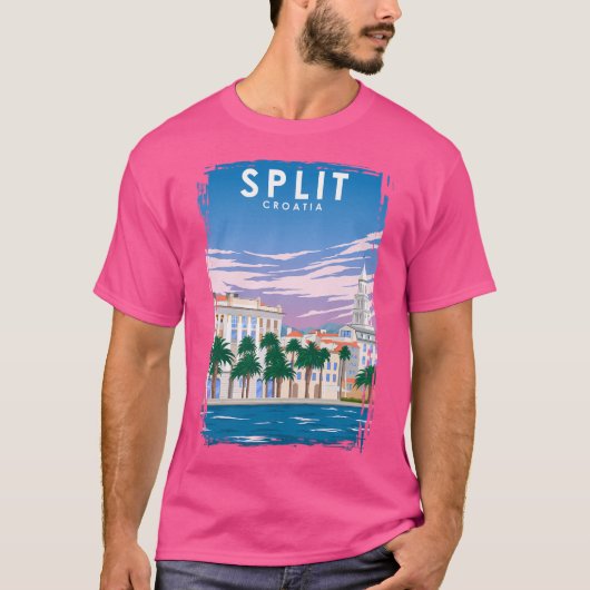 Split Kroatië Minimal Retro Travel Poster T-shirt (Voorkant)