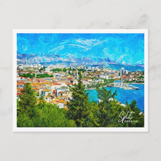 Split Kroatië Mooi olieverflandschap Briefkaart (Voorkant)