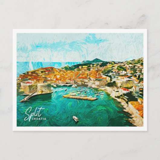 Split Kroatië Mooi olieverflandschap Briefkaart (Voorkant)