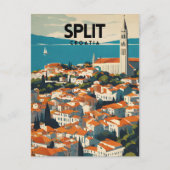 Split Kroatië Nostalgische reiskunst Briefkaart (Voorkant)