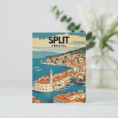 Split Kroatië Nostalgische Reisposter Briefkaart (Staand voorkant)