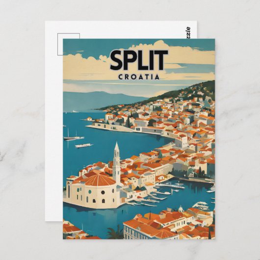 Split Kroatië Nostalgische Reisposter Briefkaart (Voorkant / Achterkant)