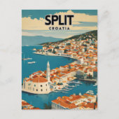 Split Kroatië Nostalgische Reisposter Briefkaart (Voorkant)