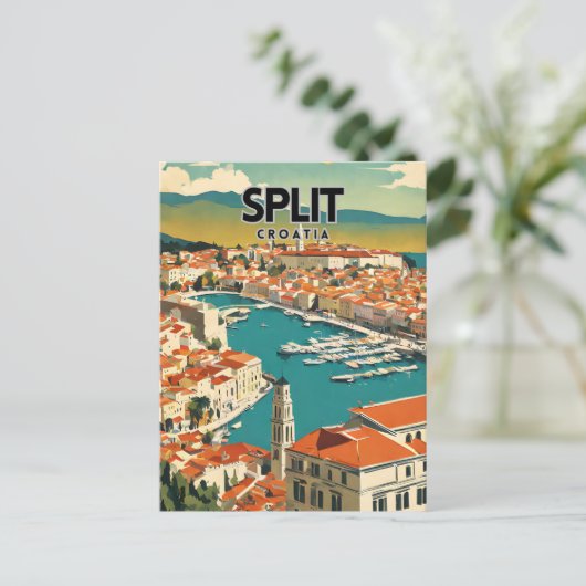 Split Kroatië Nostalgische Retro Reizen Briefkaart (Staand voorkant)
