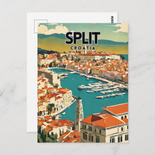 Split Kroatië Nostalgische Retro Reizen Briefkaart (Voorkant / Achterkant)
