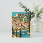 Split Kroatië Nostalgische Retro Travel Poster Briefkaart (Staand voorkant)