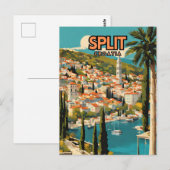 Split Kroatië Nostalgische Retro Travel Poster Briefkaart (Voorkant / Achterkant)