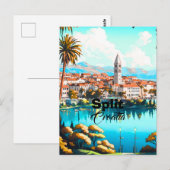 Split Kroatië Reisansichtkaart, Split Reis Kunst, Briefkaart (Voorkant / Achterkant)
